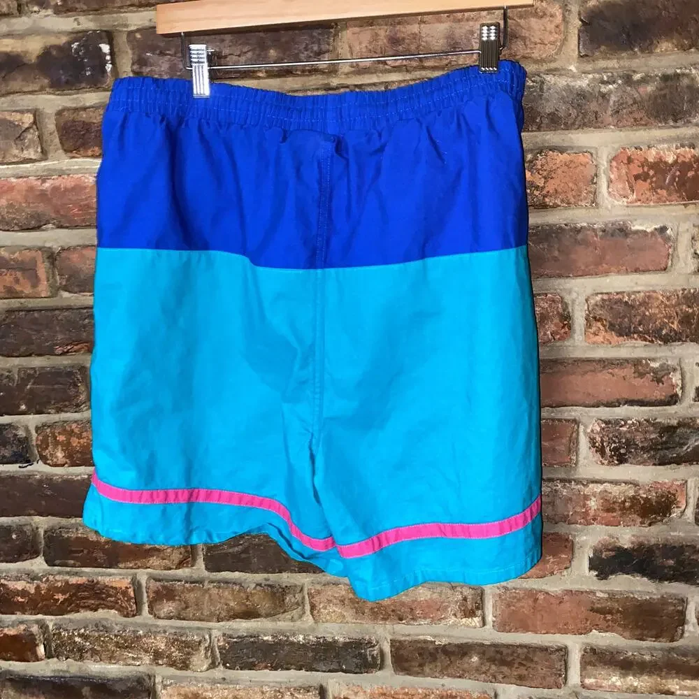 The Men's Store Vintage 90's Blue/Green Pink Swim Shorts Men's Size XL